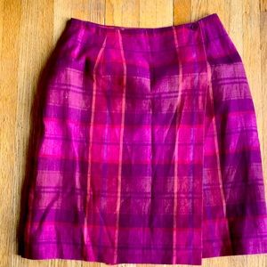 Jones New York Pink and Purple Plaid Midi Skirt